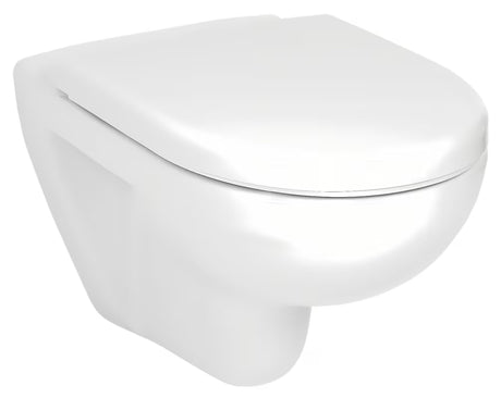 Bílé závěsné WC Jika Lyra Plus s otevřeným splachovacím kruhem a hladkým keramickým povrchem.