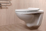 Bílé závěsné WC Jika Lyra Plus s otevřeným splachovacím kruhem a hladkým keramickým povrchem.