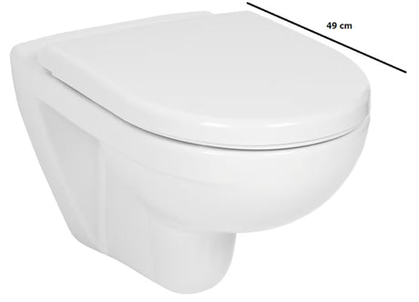 Závěsné WC Jika Lyra Plus v bílé keramice s úsporným DualFlush splachováním a zadním odpadem.