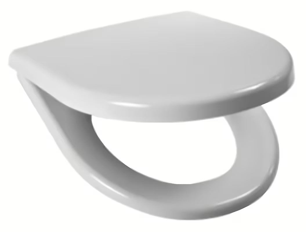 Bílé WC sedátko Jika Lyra Plus z duroplastu s technologií SoftClose a plastovými panty.