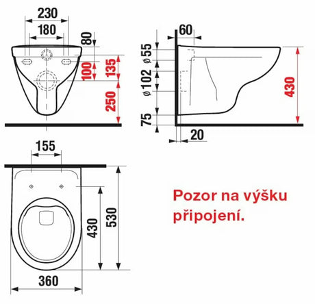 Závěsné WC Jika Lyra Plus bez splachovacího okruhu v bílé barvě pro moderní koupelnu
