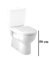 Bílá WC mísa kombi Jika Mio s hlubokým splachováním a odpadem Vario, bez nádržky a sedátka.