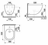 Závěsný bidet Jika Mio-N v bílé barvě s otvorem pro baterii a vnitřním přívodem