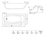 Obdélníková vana Jika Siena Plus 150x70 cm ze smaltované oceli, vhodná pro levou i pravou orientaci