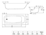 Obdélníková vana Jika Siena 170x70 cm ze smaltované oceli v univerzálním provedení levá i pravá
