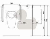 Bílá pisoárová dělící stěna Jika Split pro oddělení urinálových stání