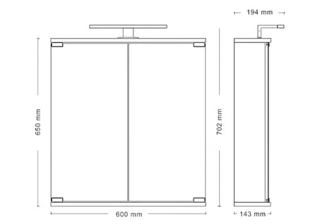 Bílá zrcadlová skříňka Jokey Kandi 60 x 69 cm se skleněnými dvířky a LED bodovým osvětlením