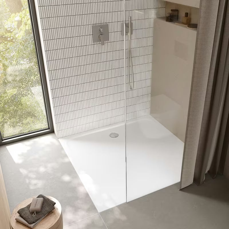 Čtvercová sprchová vanička Kaldewei Cayonoplan 100x100 cm ze smaltované oceli v alpské bílé barvě.