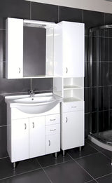 Bílá koupelnová skříňka s umyvadlem Keramia Pro v neutrálním designu vhodném do většiny koupelen.