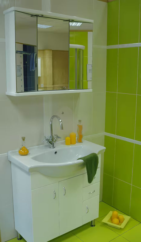 Bílá koupelnová skříňka Keramia Pro s keramickým umyvadlem