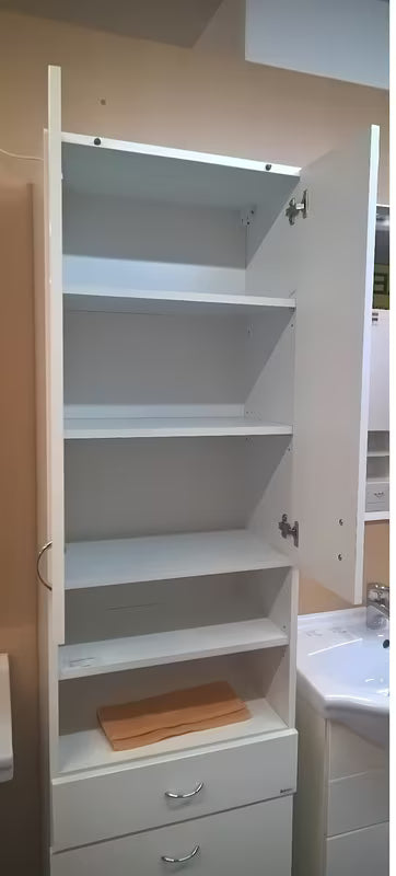 Keramia Pro bílá koupelnová skříňka ve vysokém lesku s vyjímatelným košem na prádlo