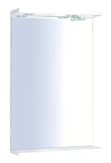 Obdélníkové LED zrcadlo Keramia Pro 50x80 cm s bílým rámem, orientace na výšku a krytí IP44.