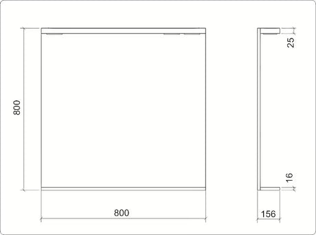 Keramia Pro obdélníkové LED zrcadlo 80x80 cm v bílém rámu s krytím IP44, orientace na výšku.