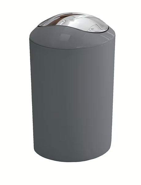 Antracitový odpadkový koš Kleine Wolke Glossy s výklopným víkem pro koupelnu i interiér.