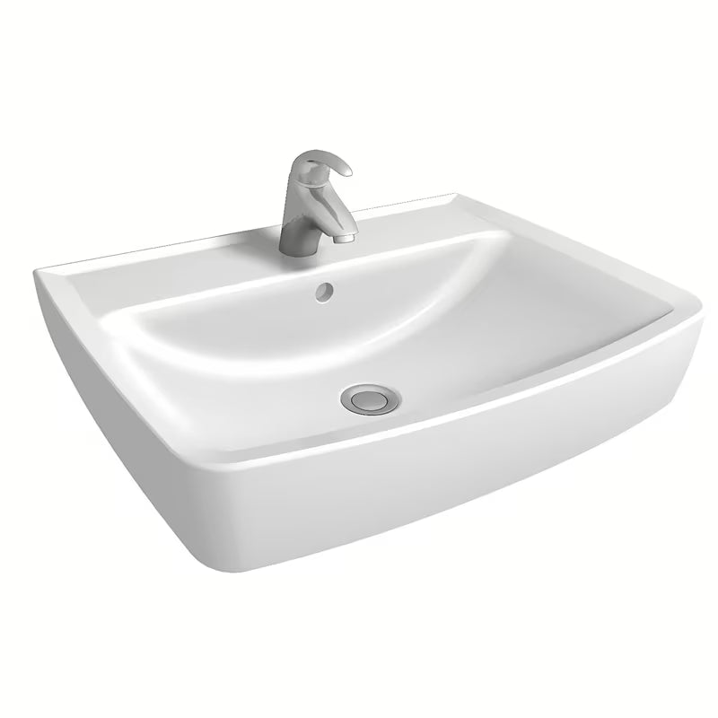 Keramické nábytkové umyvadlo Kolo Rekord 50 x 38 cm v bílé barvě s otvorem pro baterii uprostřed.