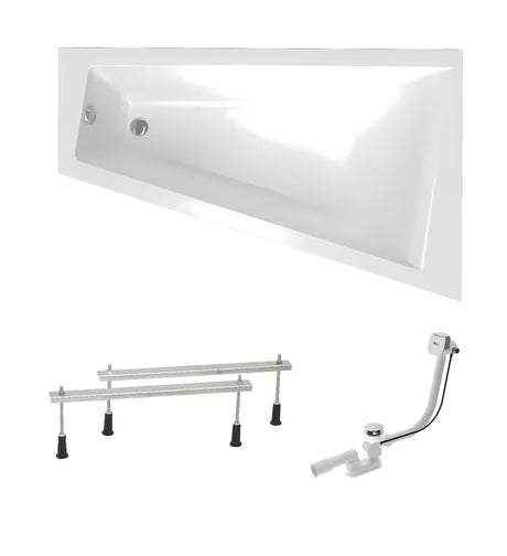 Pravá asymetrická akrylátová vana Laguna Idea Plus 160 x 100 cm s přepadem