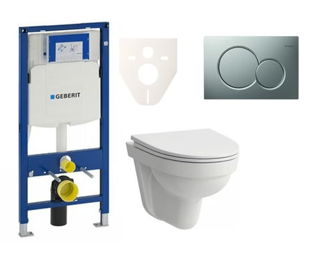 Závěsný WC set Laufen Pro Nordic s modulem Geberit Duofix a ovládacím tlačítkem v provedení chrom matný.