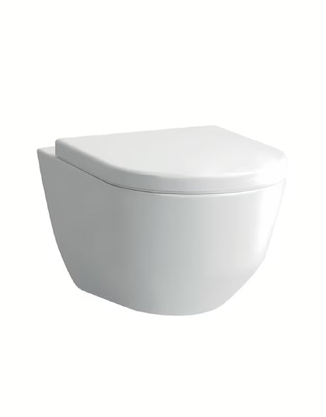 Bílé závěsné bezokrajové WC Laufen Pro se skrytým uchycením EasyFit a povrchem Laufen Clean Coat.