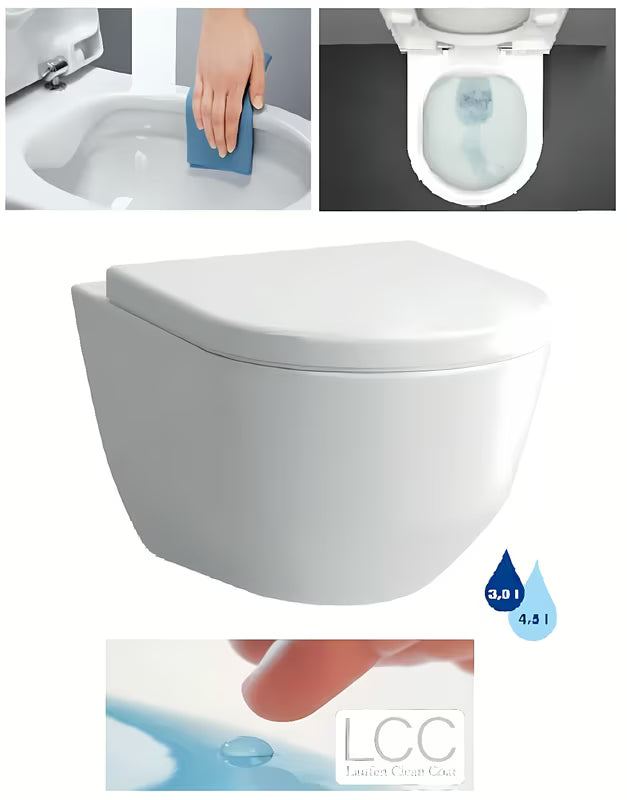 Bílé závěsné bezokrajové WC Laufen Pro se skrytým uchycením EasyFit a povrchem Laufen Clean Coat.