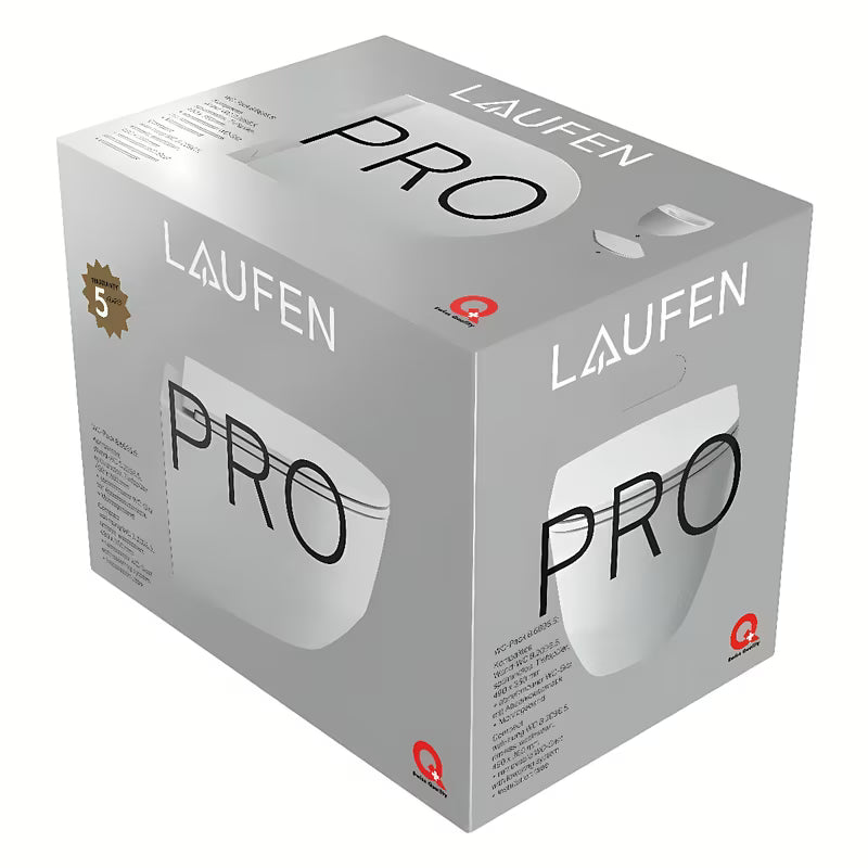 Bílé závěsné WC Laufen Pro bez splachovacího okruhu se slim prkénkem SoftClose a skrytým upevněním.