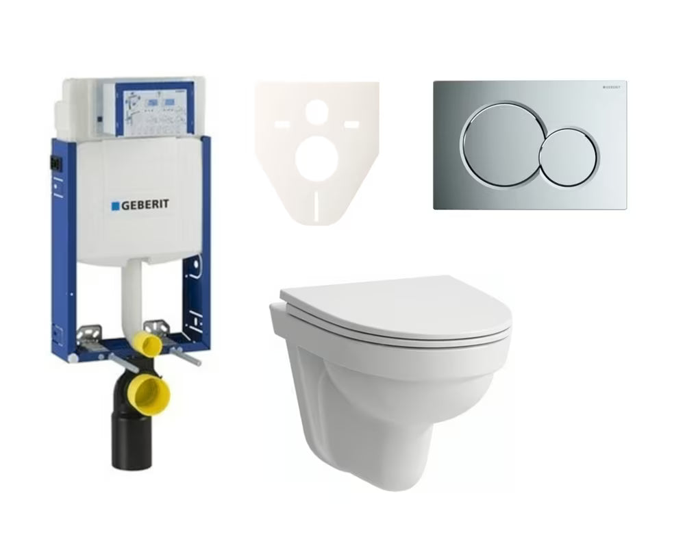 Závěsný WC set k zazdění Laufen Pro Nordic se skrytou nádržkou Geberit a ovládacím tlačítkem v chrom lesku.