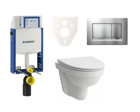 Závěsný WC set Laufen Pro Nordic s modulem Geberit Kombifix a ovládacím tlačítkem v matném chromu