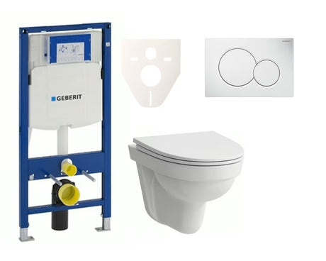 Závěsný WC set Laufen Pro Nordic s modulem Geberit Duofix a bílým ovládacím tlačítkem
