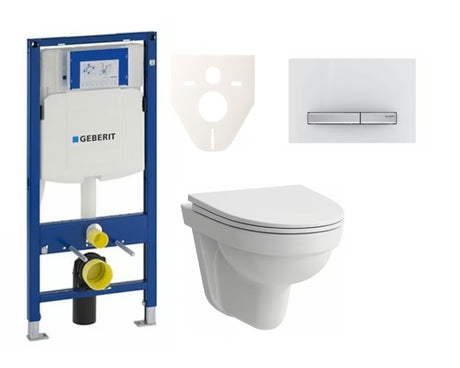 Závěsný WC set Geberit s WC mísou Laufen Pro Nordic pro předstěnovou montáž a snadný úklid.