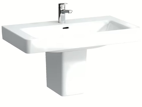 Nábytkové umyvadlo Laufen Pro S 85x46 cm z lesklé bílé keramiky s otvorem pro baterii uprostřed.