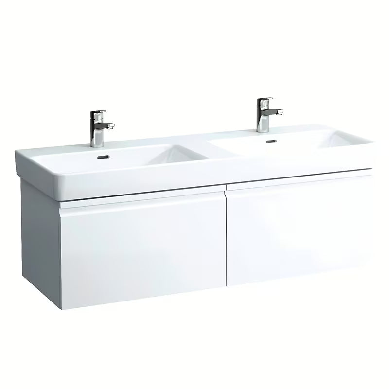 Bílé keramické dvojumyvadlo Laufen Pro S 130x46 cm pro zabudování do koupelnového nábytku