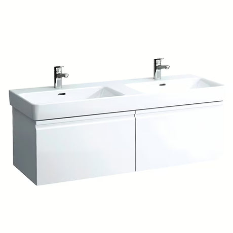 Bílé keramické dvojumyvadlo Laufen Pro S 130x46 cm pro zabudování do koupelnového nábytku