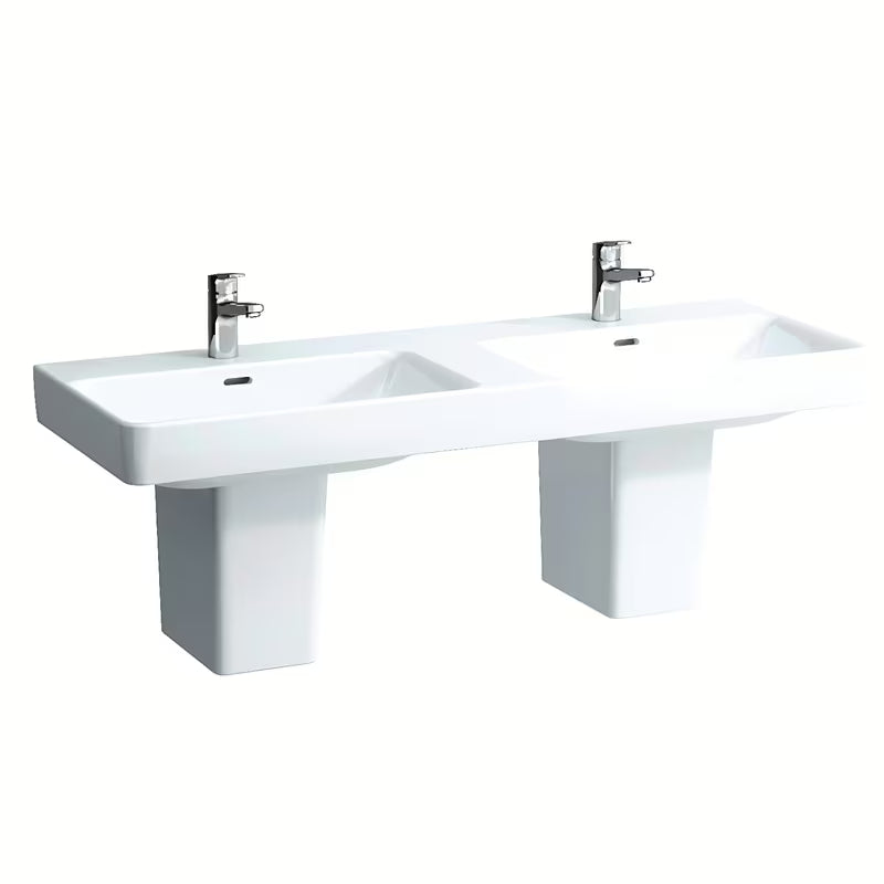 Bílé keramické dvojumyvadlo Laufen Pro S 130x46 cm pro zabudování do koupelnového nábytku