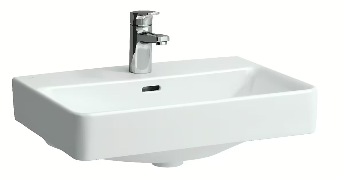 Bílé závěsné keramické umyvadlo Laufen Pro S 55x38 cm s přepadem a otvorem pro baterii uprostřed