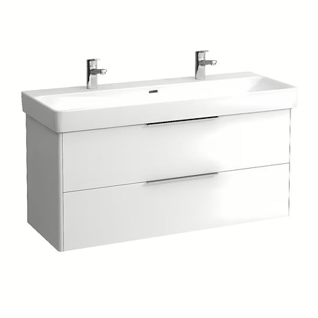 Bílé závěsné keramické umyvadlo Laufen Pro S 120x46 cm se dvěma otvory pro baterii