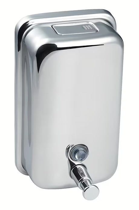 Elegantní nástěnný dávkovač mýdla Chrome z leštěné nerezové oceli s objemem 850 ml.