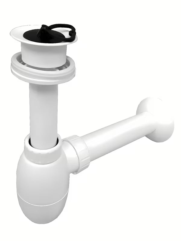 Bílý umyvadlový sifon SIKO Multi s plastovým vtokem pro připojení DN40.