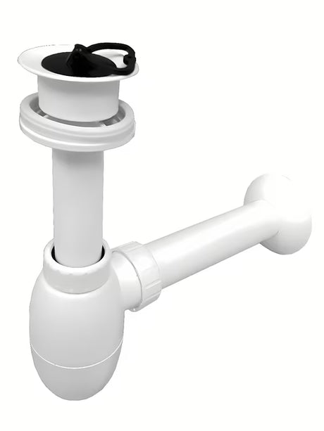 Bílý umyvadlový sifon SIKO Multi s plastovým vtokem pro připojení DN40.
