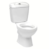 Bílé WC kombi Multi Eur v klasickém stylu se zadním odpadem a armaturou DualFlush