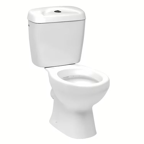 Bílé WC kombi Multi Eur v klasickém stylu se zadním odpadem a armaturou DualFlush