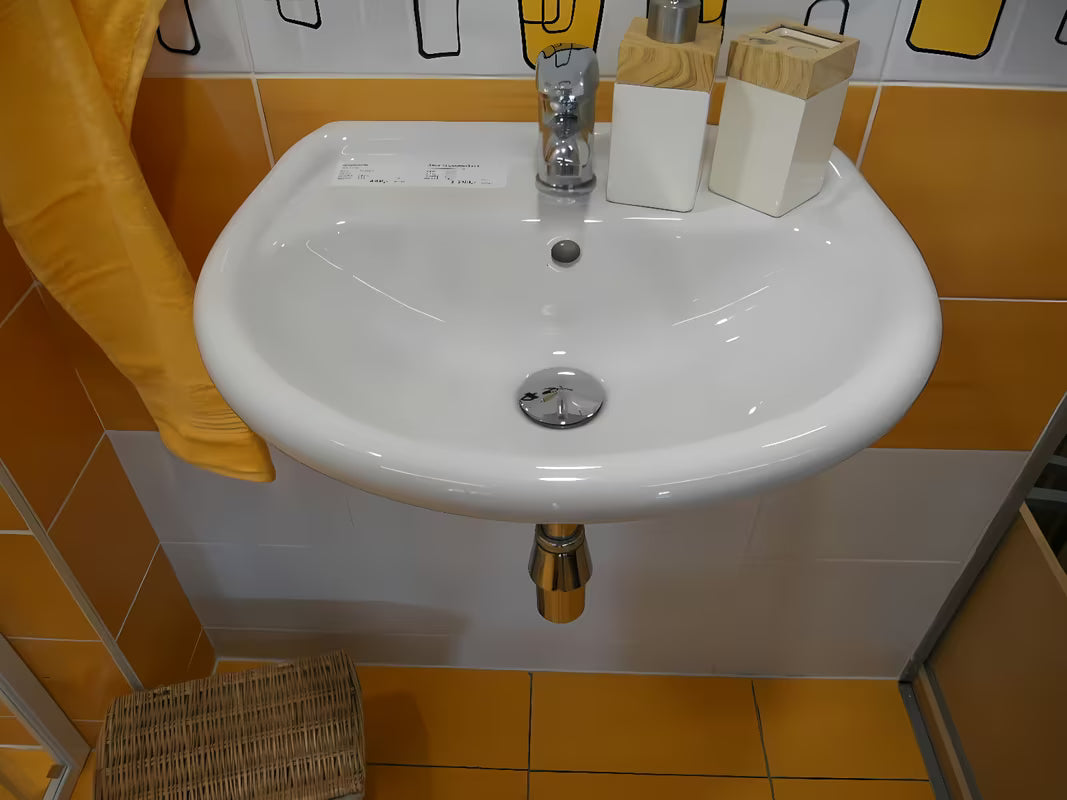 Bílé závěsné keramické umyvadlo Multi 50 x 39,5 cm s otvorem pro baterii uprostřed