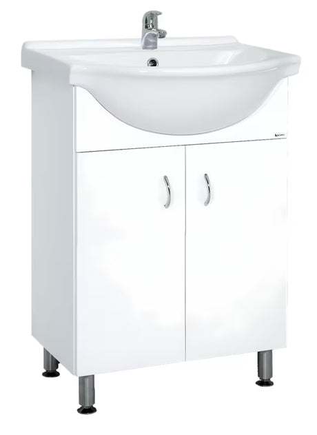 Bílá koupelnová skříňka Multi Pro s keramickým umyvadlem o šířce 61 cm