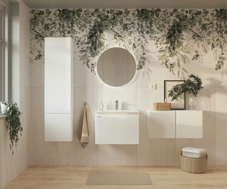 Závěsná koupelnová skříňka s keramickým umyvadlem Naturel Ancona v bílé barvě