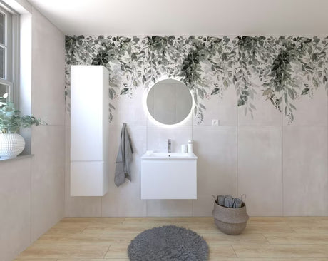 Koupelnová sestava Naturel Ancona v bílém dekoru s keramickým umyvadlem, baterií a LED zrcadlem