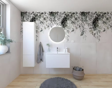 Koupelnová sestava Naturel Ancona v bílé lesklé se skříňkou, keramickým umyvadlem a LED zrcadlem