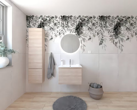 Koupelnová sestava Naturel Ancona v dekoru akácie se skříňkou, umyvadlem a LED zrcadlem