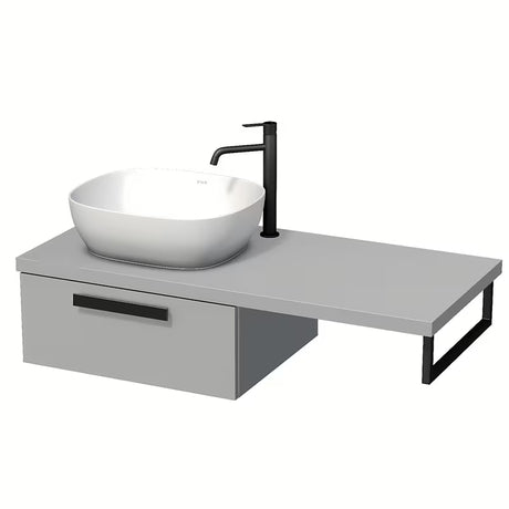 Naturel Art Deco skříňka pod umyvadlo s deskou v šedé matné barvě s technologií Touch a jednou zásuvkou.
