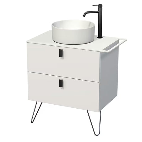 Naturel Art Deco skříňka pod umyvadlo na desku v bílé matné barvě s černými úchytkami a nožičkami