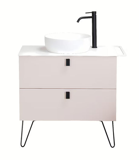 Naturel Art Deco skříňka pod umyvadlo na desku v barvě rose beige s černými matnými akcenty