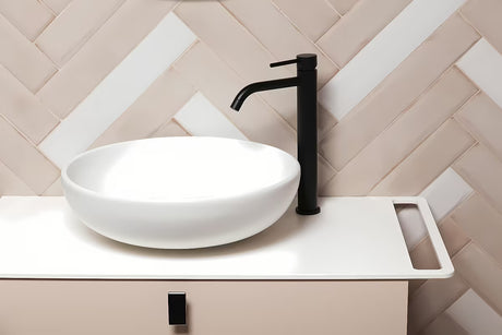 Naturel Art Deco skříňka pod umyvadlo na desku v barvě rose beige s černými matnými akcenty