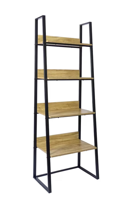 Stojící regál Naturel Blackframe s černým kovovým rámem a MDF deskou v dekoru javoru.